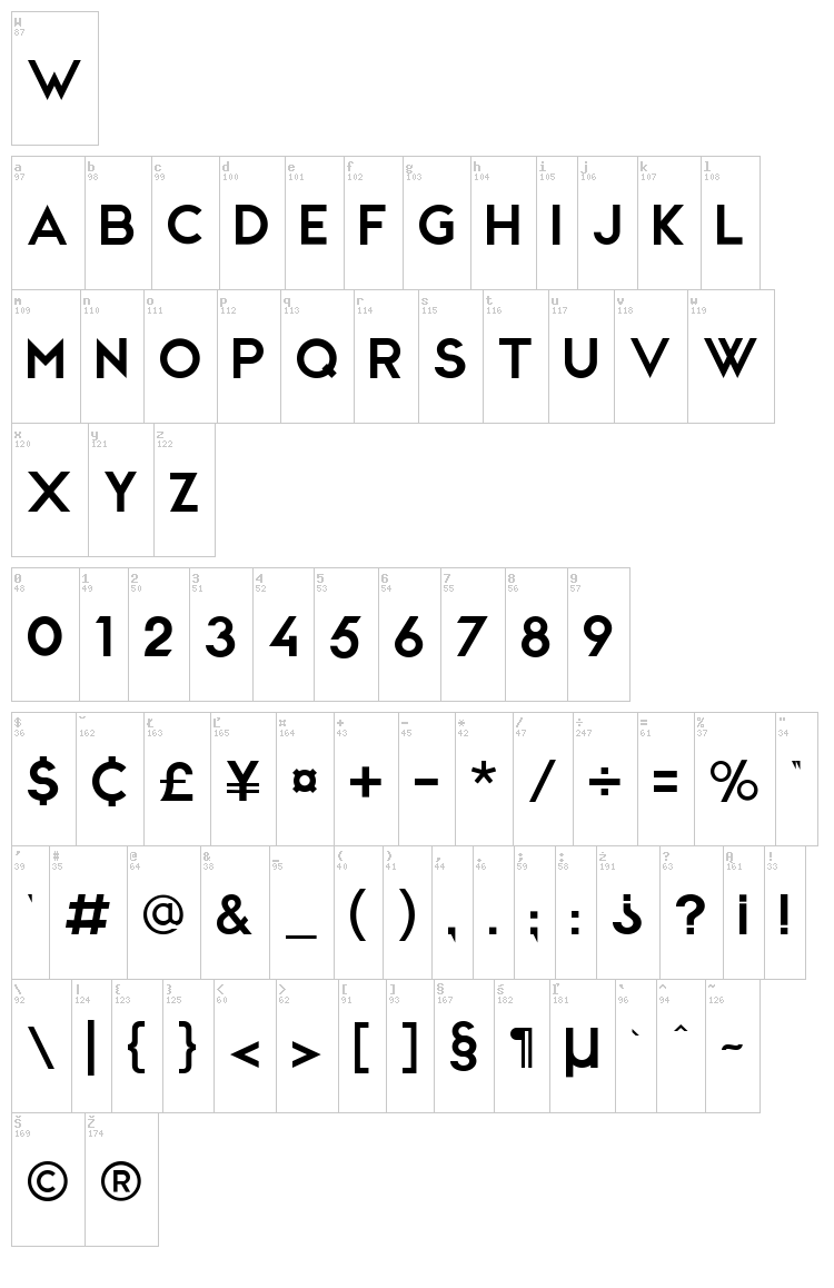 CWG Sans font map